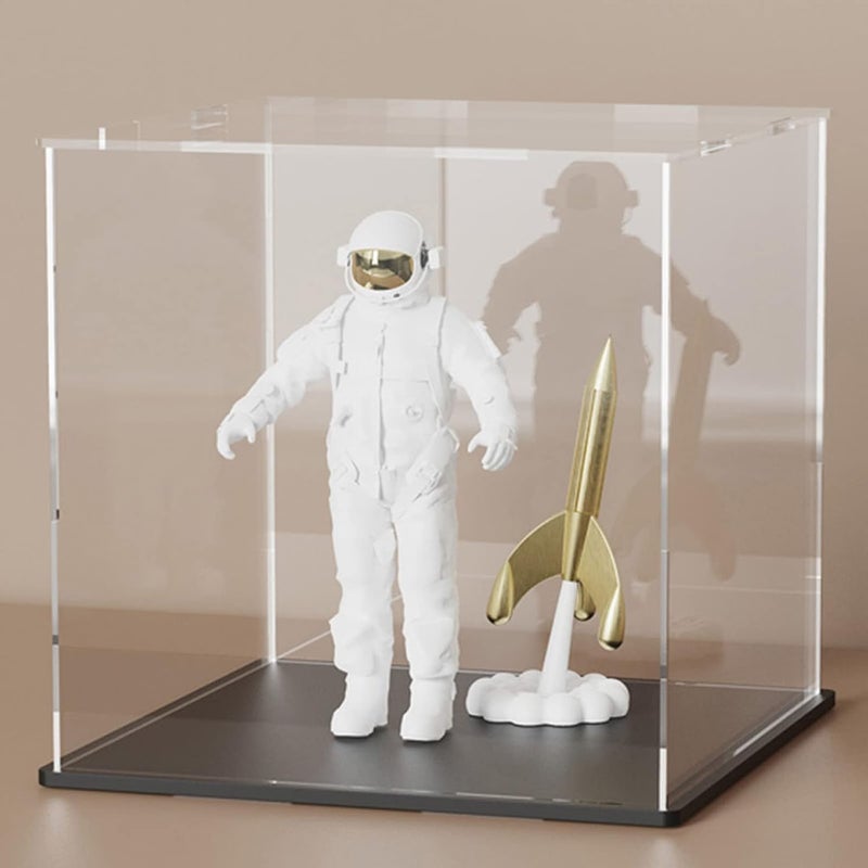 SVENJBB Acrylic Display Case, 8x8x8 Inch Cube, Clear Acrylic Box with Matte Black Base and Lid for Collectibles and Figures - Image 1